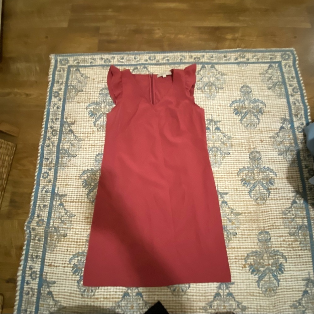 LOFT Red Ruffle Sleeve Mini Dress